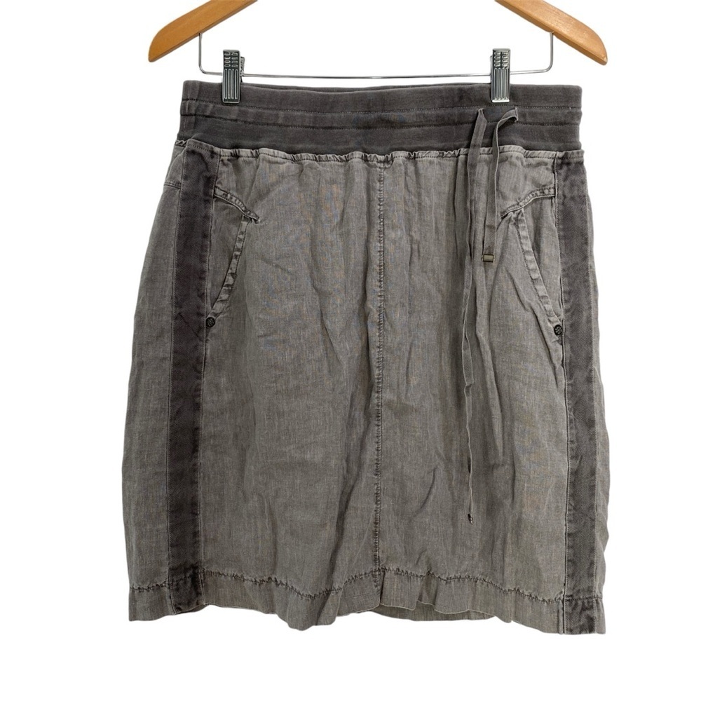 Sandwich_ Gray Linen Boho  Skirt with Drawstring  waist  size Medium